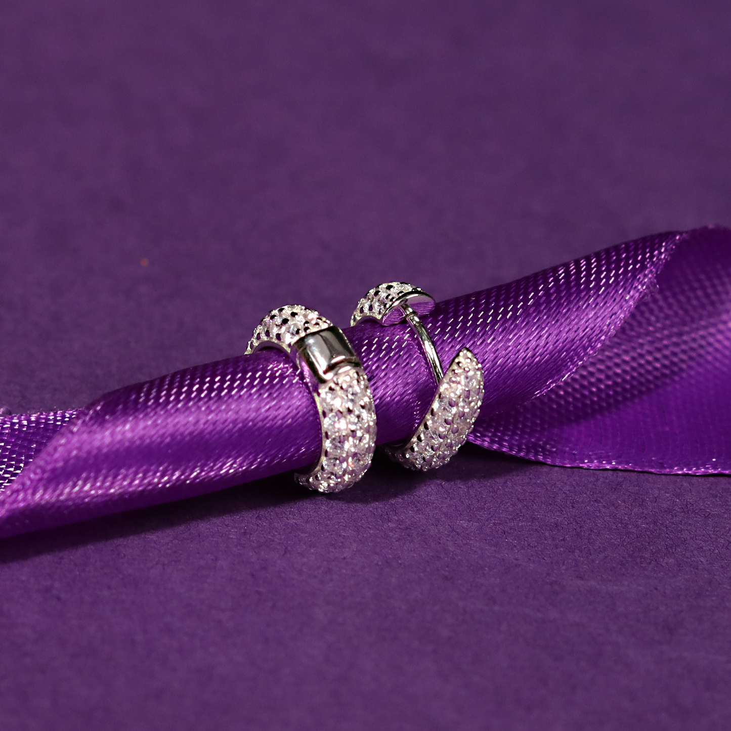 Elegant Hoop Earrings - 925 Sterling Silver with Zircon Detailing