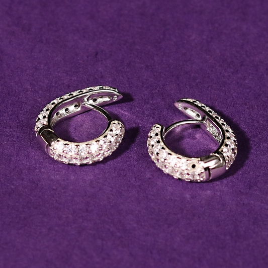 Elegant Hoop Earrings - 925 Sterling Silver with Zircon Detailing