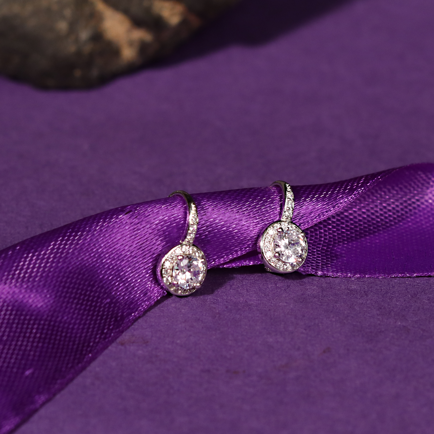 Round Halo 925 Sterling Silver Earrings