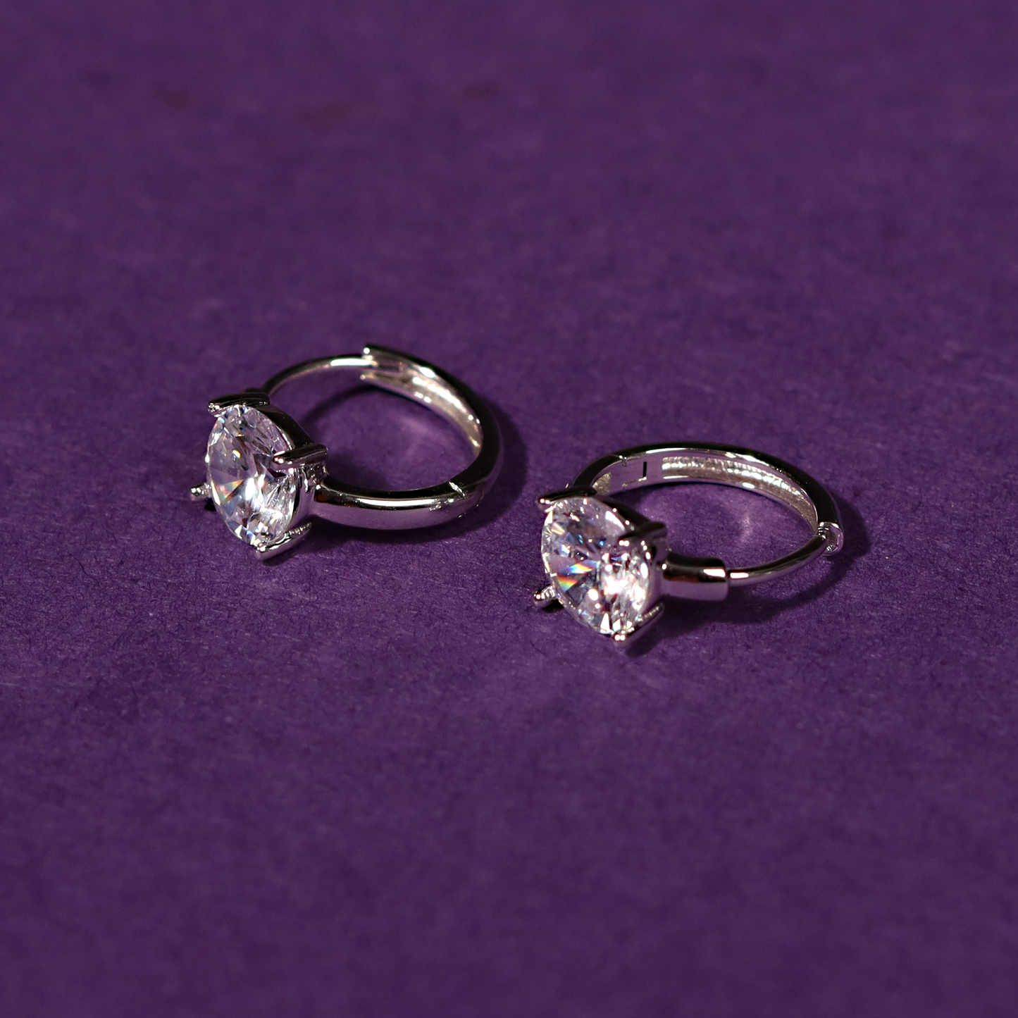 Solitaire Stud 925 Sterling Silver Earrings