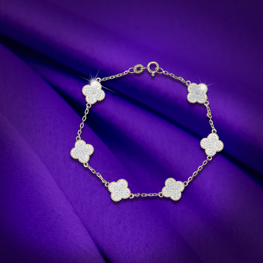 925 Sterling Silver Clover Charm Bracelet