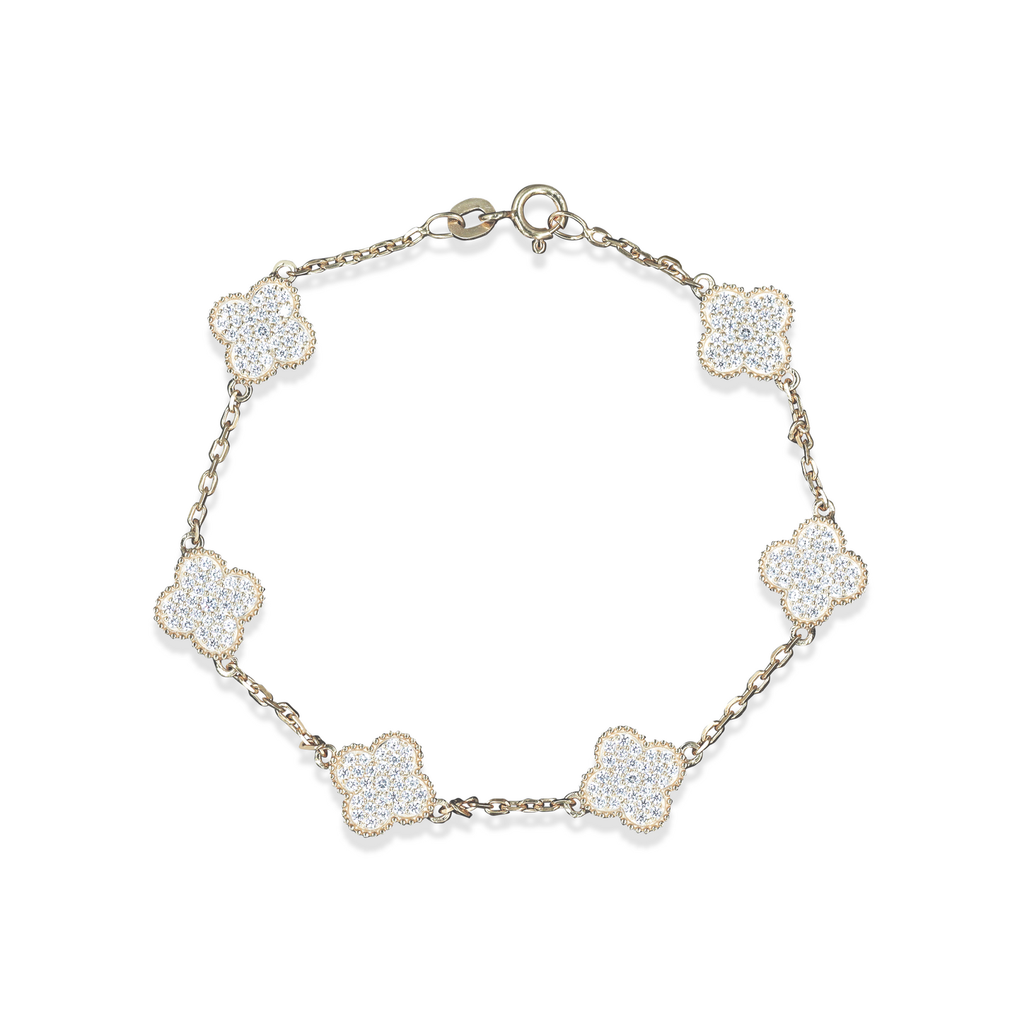 925 Sterling Silver Clover Charm Bracelet