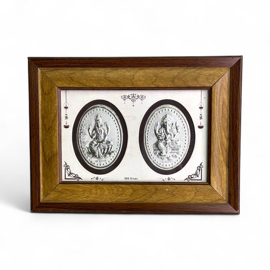 999 Sacred Silver Lakshmi Ganesh Frame
