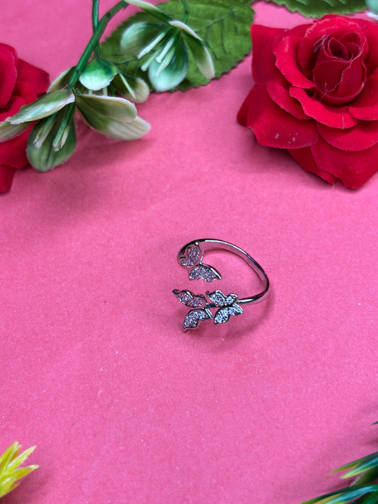 Butterfly Bloom Adjustable Ring – Silver Edition