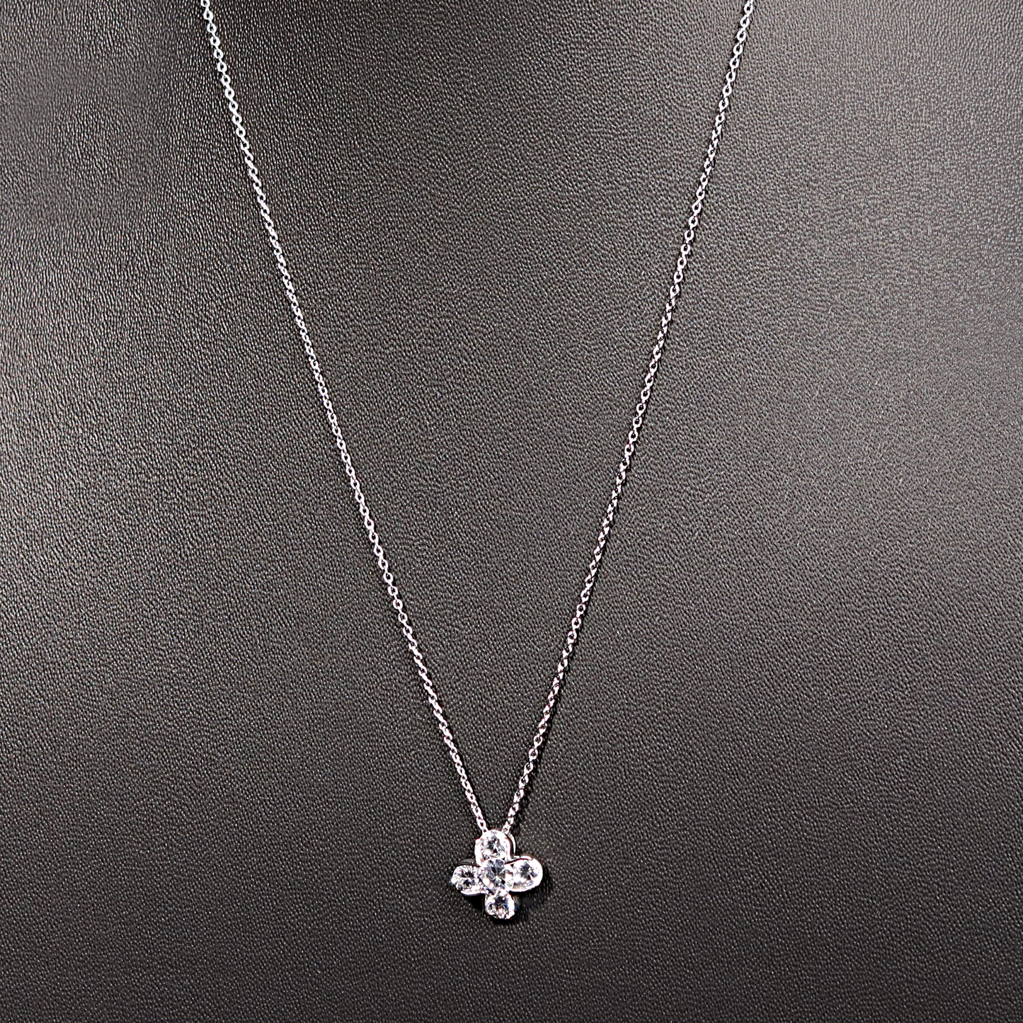 Floral Zircon 925 Sterling Silver Pendant Necklace
