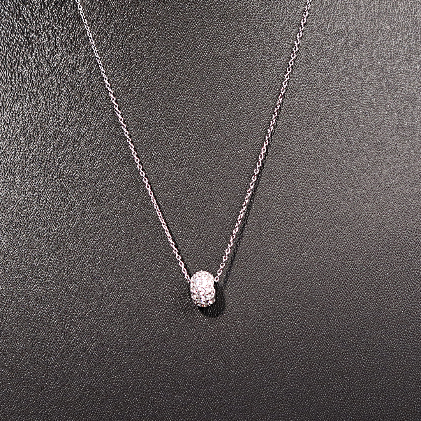 Pave Ball 925 Sterling Silver Pendant Necklace