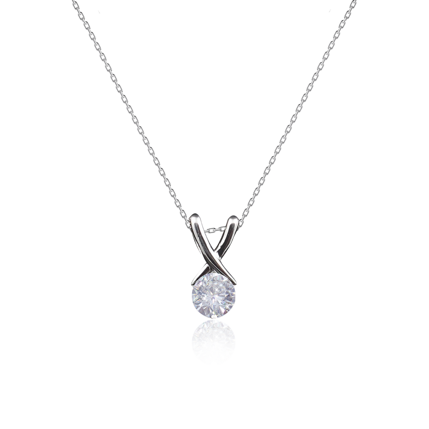 Solitaire Twist 925 Sterling Silver Pendant  Necklace