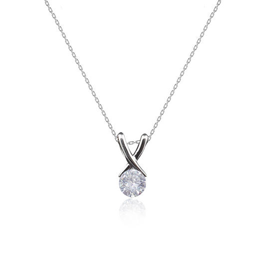 Solitaire Twist 925 Sterling Silver Pendant  Necklace