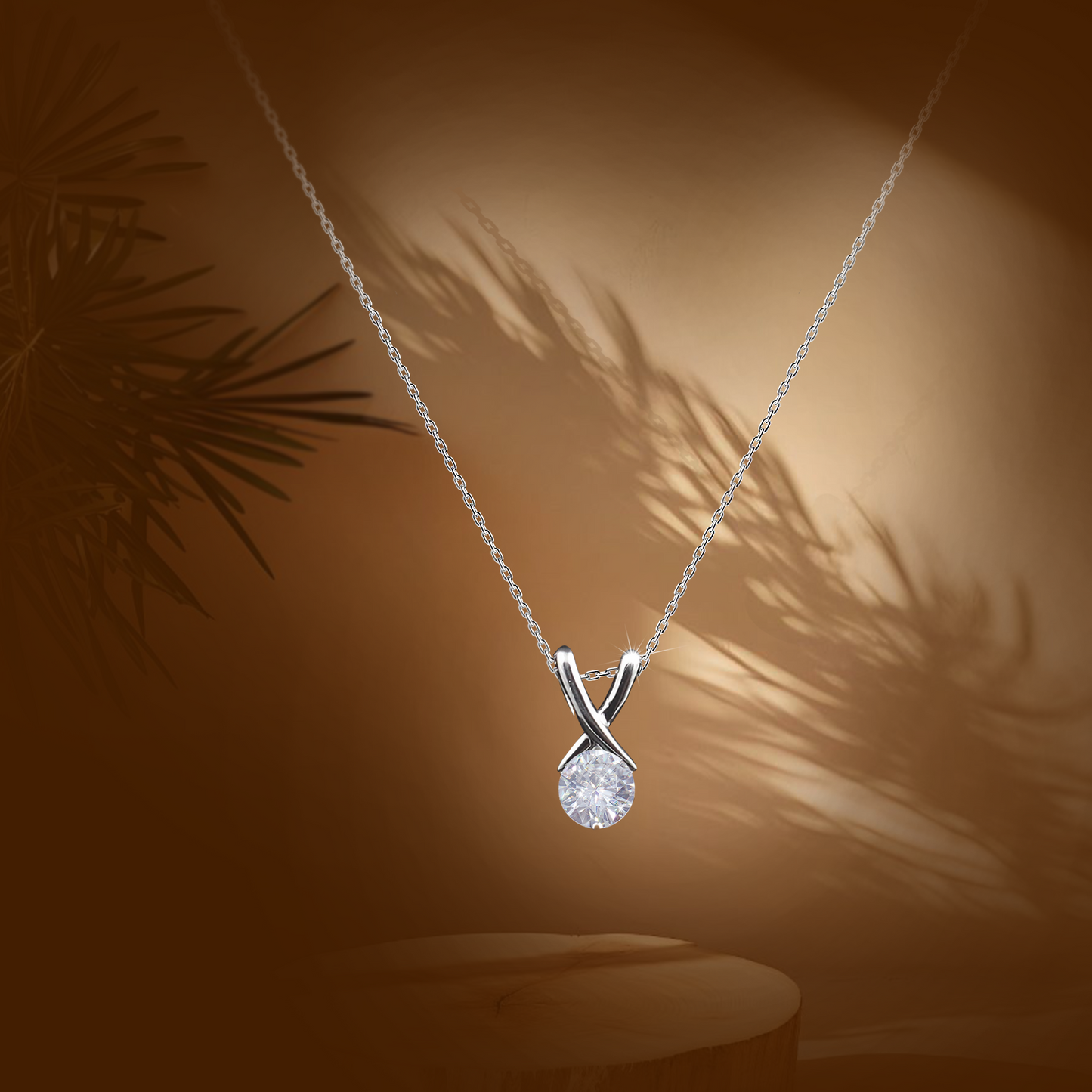 Solitaire Twist 925 Sterling Silver Pendant  Necklace