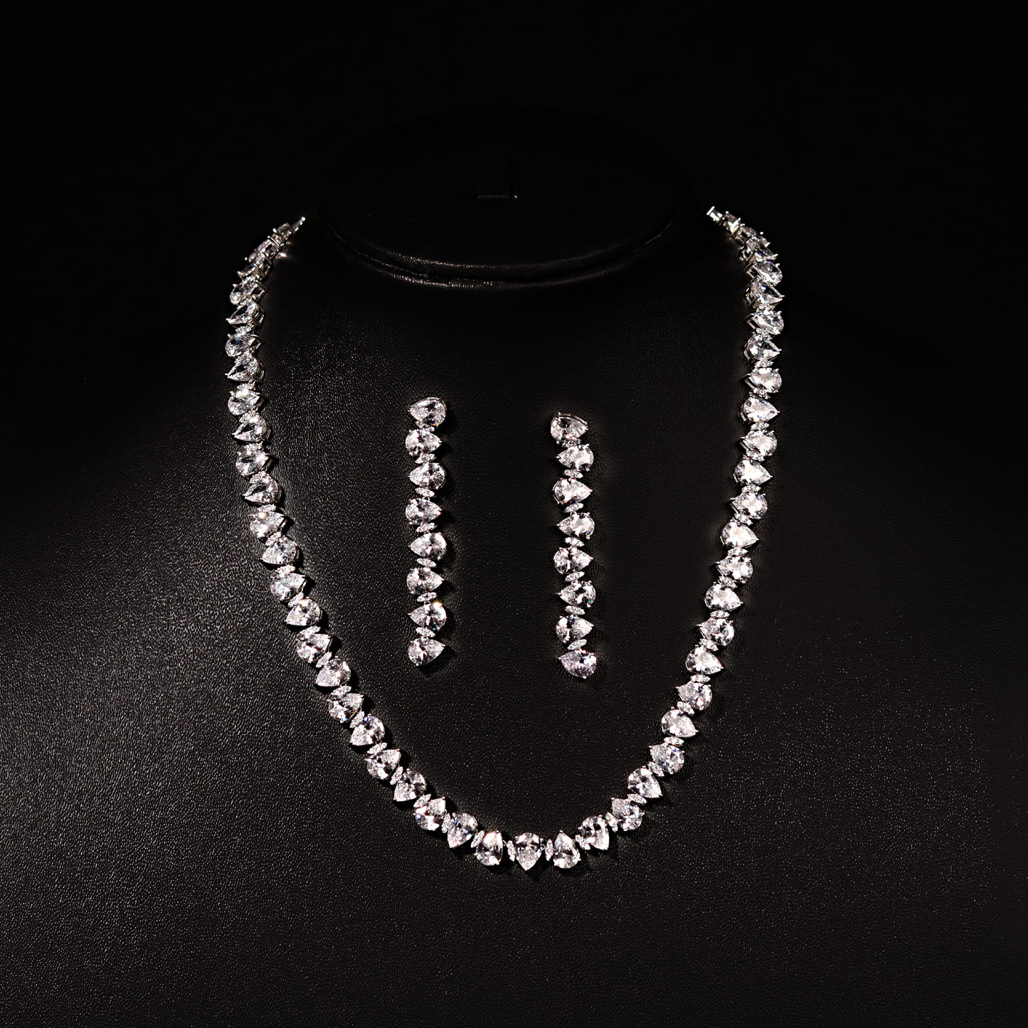Radiant Teardrop Elegance  - Sterling 925 Silver Necklace Set