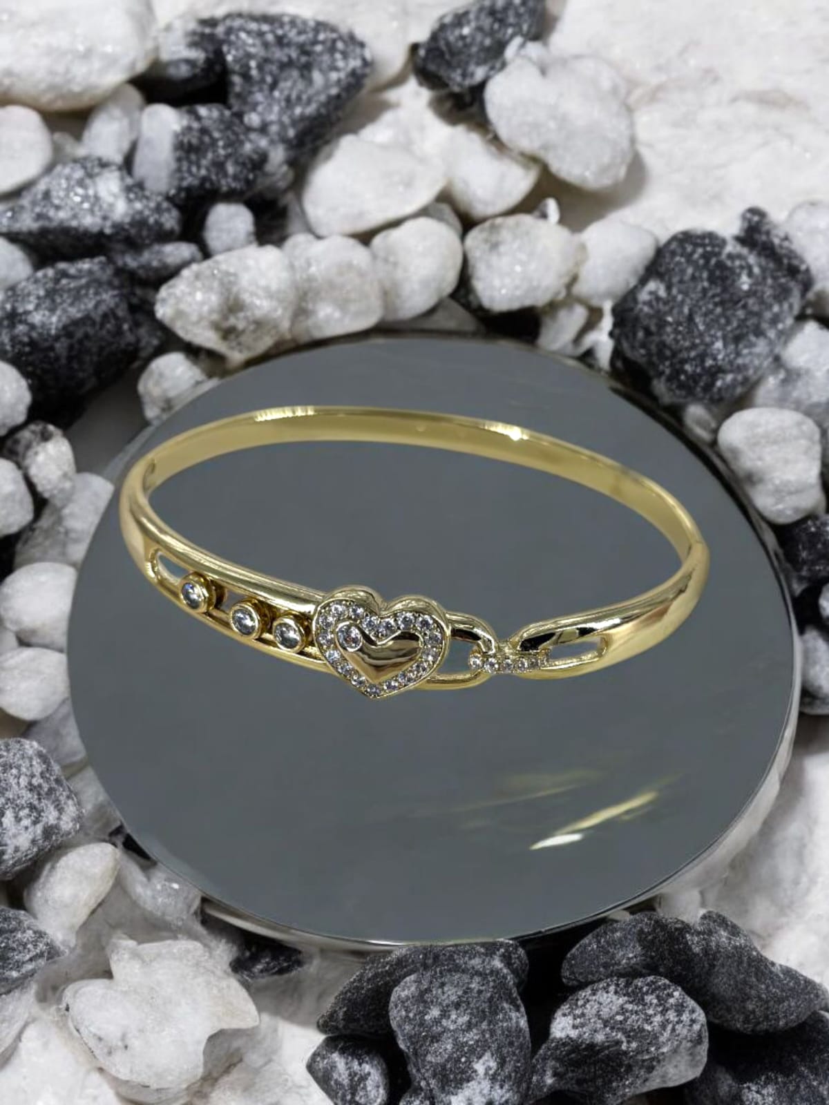 HeartLink Charm Stainless Steel Bangle