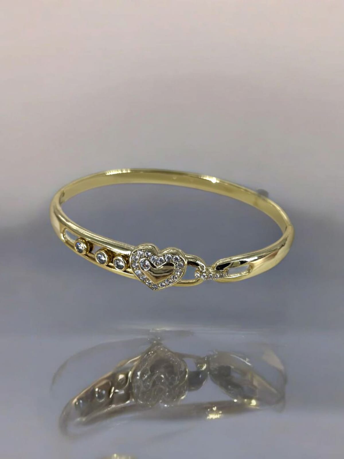HeartLink Charm Stainless Steel Bangle