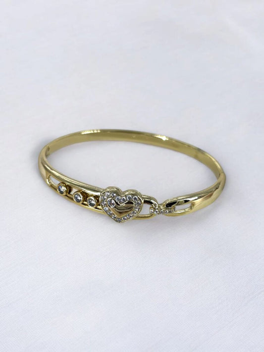 HeartLink Charm Stainless Steel Bangle