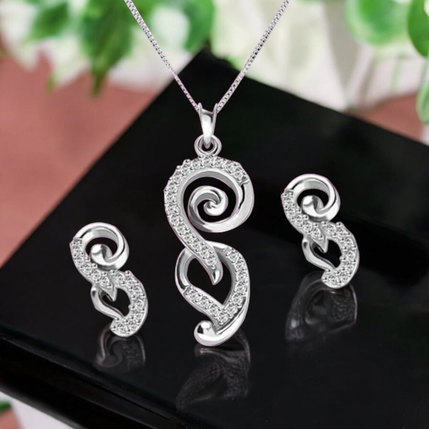 Swirl 925 Sterling Silver Pendant Set