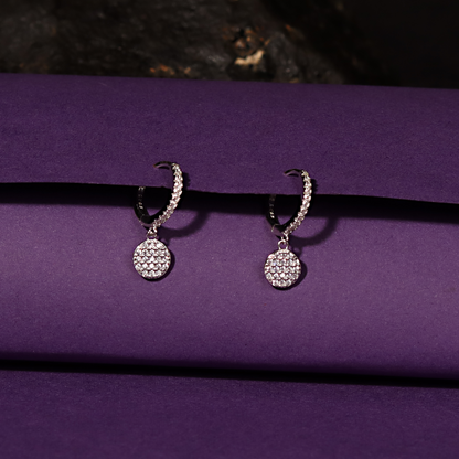 Pave Drop 925 Sterling Silver Earrings