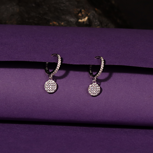 Pave Drop 925 Sterling Silver Earrings