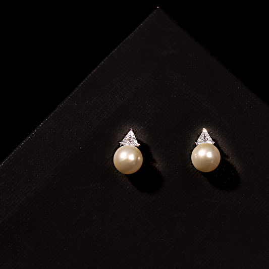 Pearl and Trillion-Cut 925 Sterling Silver earings