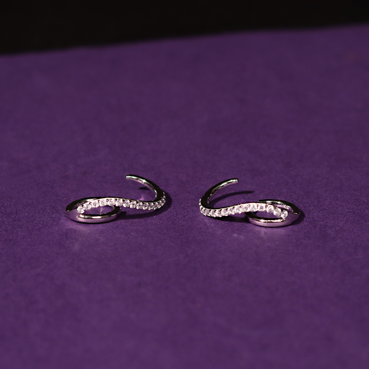 Wave Hoop 925 Sterling Silver Earrings