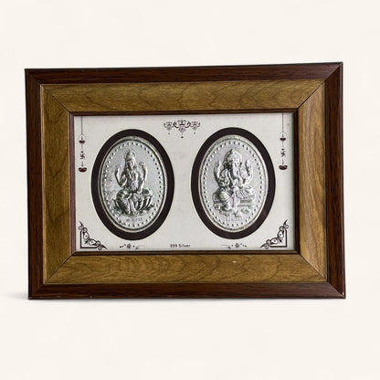 999 Sacred Silver Lakshmi Ganesh Frame