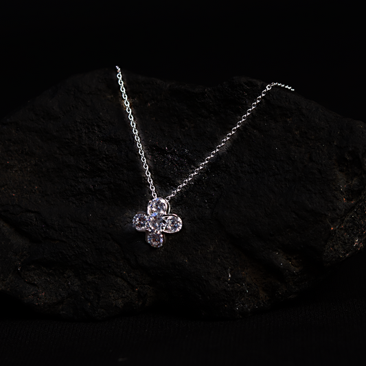 Floral Zircon 925 Sterling Silver Pendant Necklace