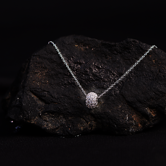 Pave Ball 925 Sterling Silver Pendant Necklace