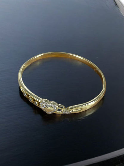 HeartLink Charm Stainless Steel Bangle
