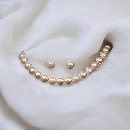 Classic Pearl Halo - 925 Silver Sterling Necklace Set