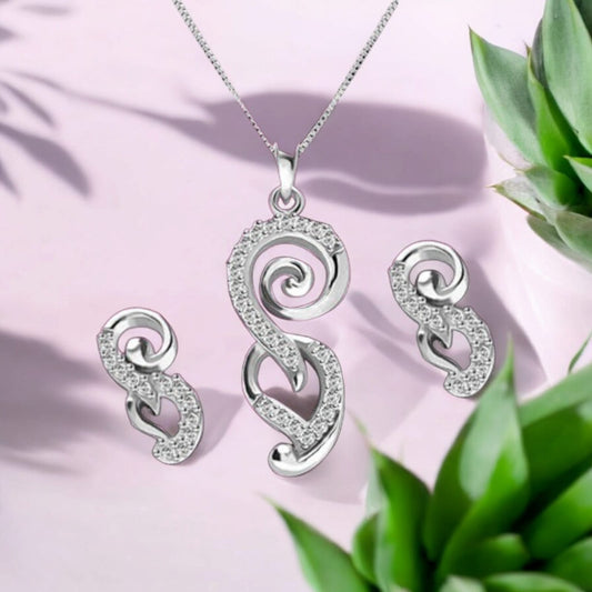 Swirl 925 Sterling Silver Pendant Set