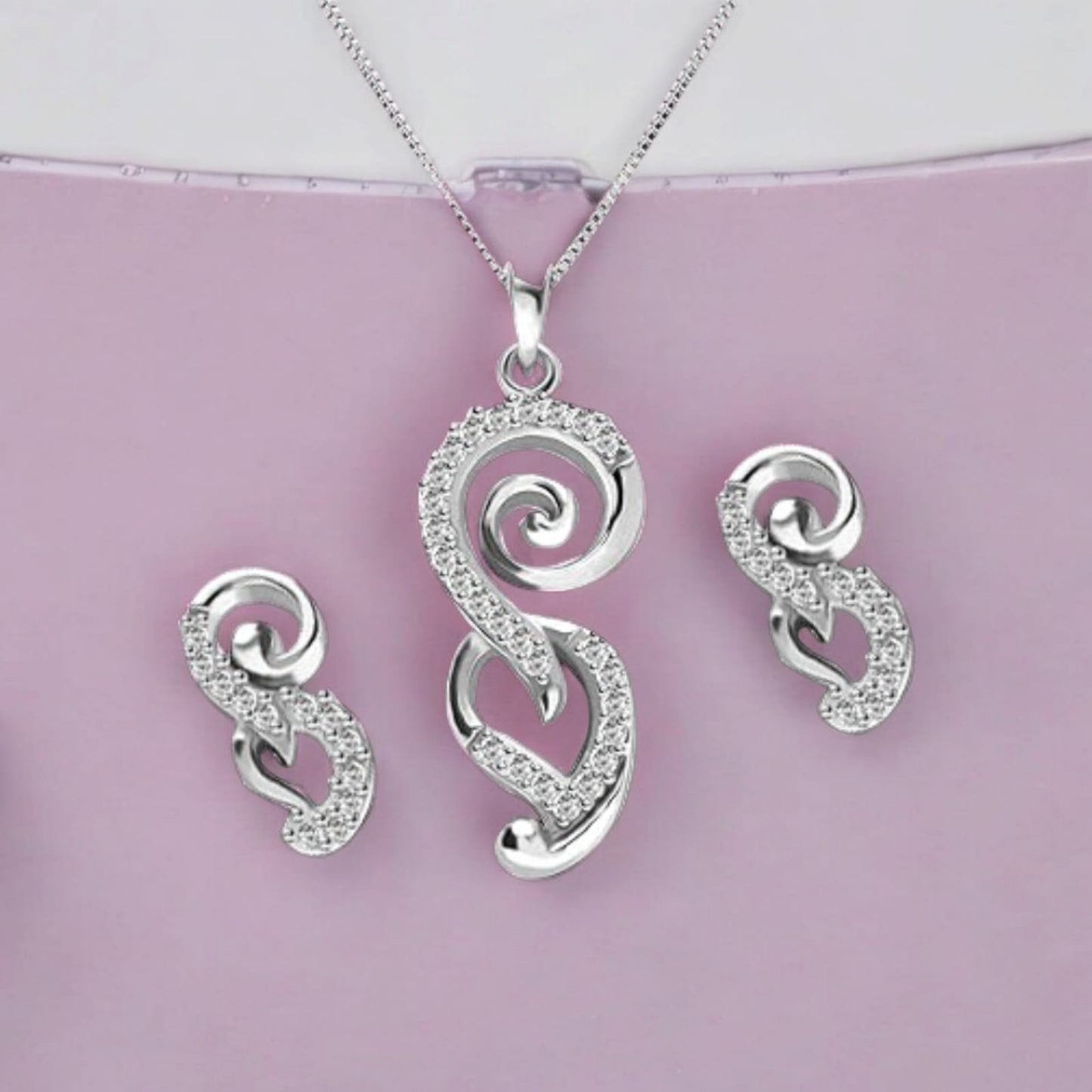 Swirl 925 Sterling Silver Pendant Set