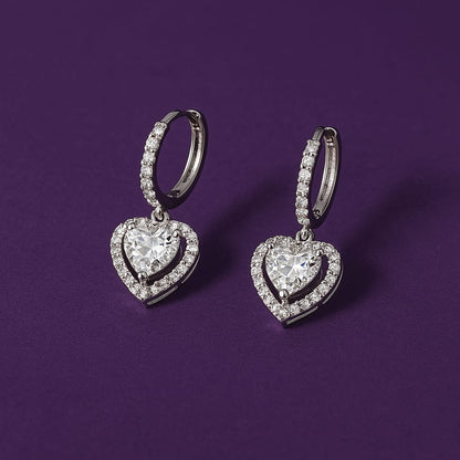 Heart Drop 925 Sterling Silver Earrings with Zircon Accents