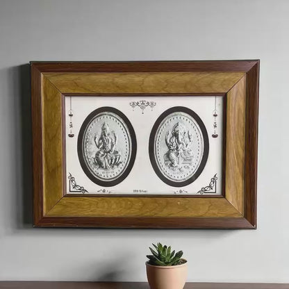 999 Sacred Silver Lakshmi Ganesh Frame